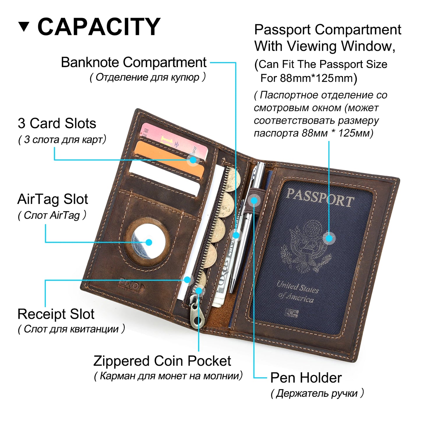 Porte-Passeport de Voyage RFID